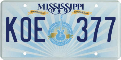 MS license plate KOE377