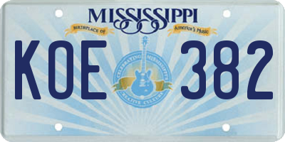 MS license plate KOE382