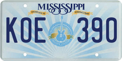 MS license plate KOE390