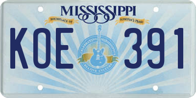 MS license plate KOE391