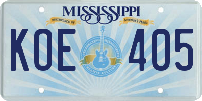 MS license plate KOE405