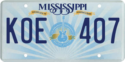 MS license plate KOE407
