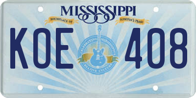 MS license plate KOE408