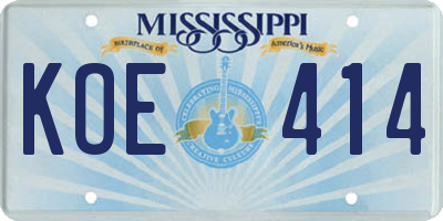 MS license plate KOE414