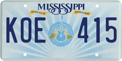 MS license plate KOE415