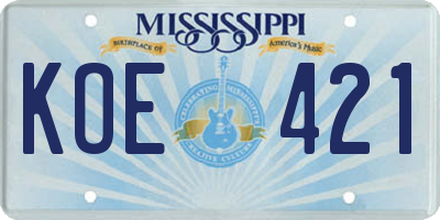 MS license plate KOE421