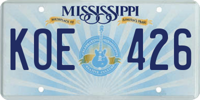 MS license plate KOE426
