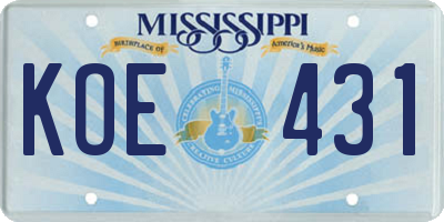 MS license plate KOE431