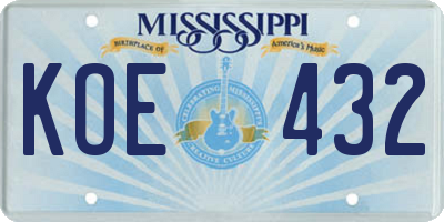 MS license plate KOE432