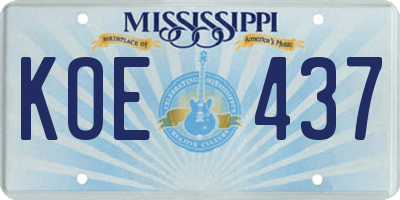 MS license plate KOE437