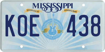 MS license plate KOE438