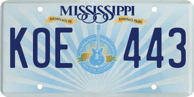 MS license plate KOE443