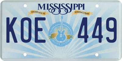 MS license plate KOE449
