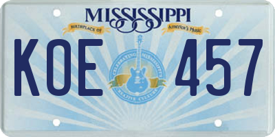 MS license plate KOE457