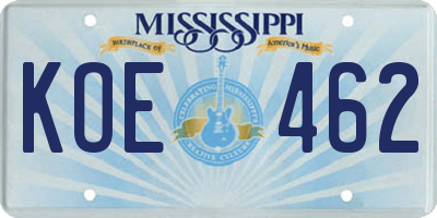 MS license plate KOE462