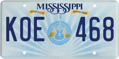 MS license plate KOE468