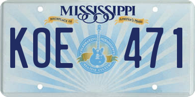 MS license plate KOE471