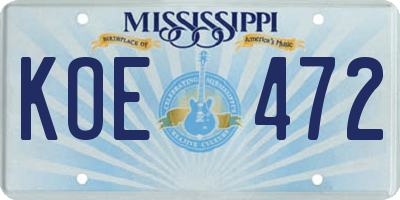 MS license plate KOE472