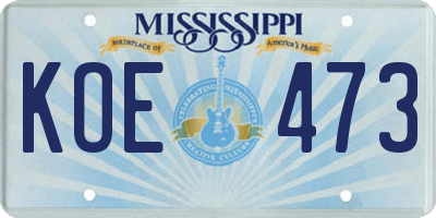 MS license plate KOE473