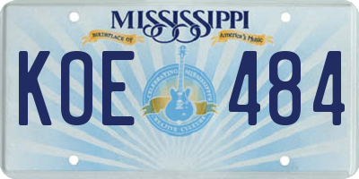 MS license plate KOE484