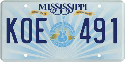 MS license plate KOE491