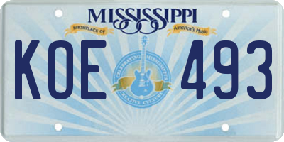 MS license plate KOE493