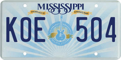 MS license plate KOE504