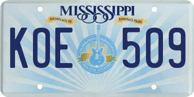 MS license plate KOE509