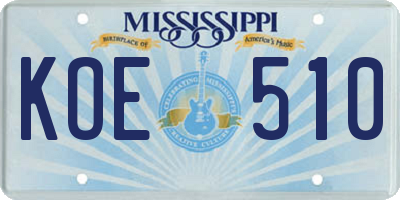 MS license plate KOE510