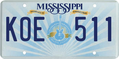 MS license plate KOE511