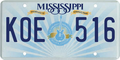 MS license plate KOE516