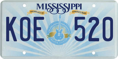 MS license plate KOE520