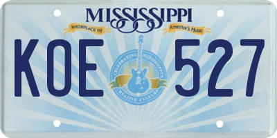 MS license plate KOE527