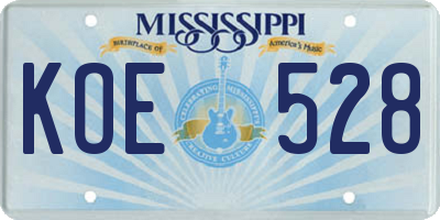 MS license plate KOE528