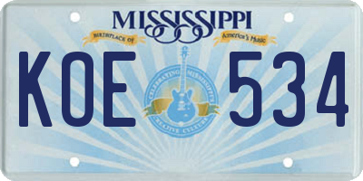 MS license plate KOE534