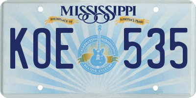 MS license plate KOE535