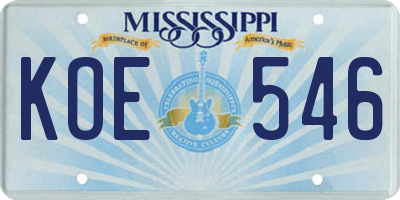 MS license plate KOE546