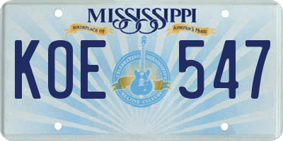 MS license plate KOE547