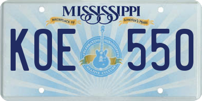 MS license plate KOE550