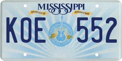 MS license plate KOE552