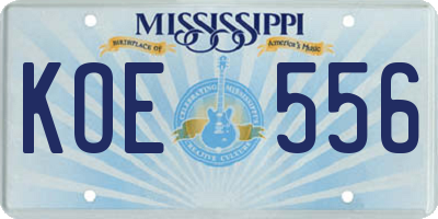 MS license plate KOE556