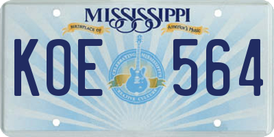 MS license plate KOE564