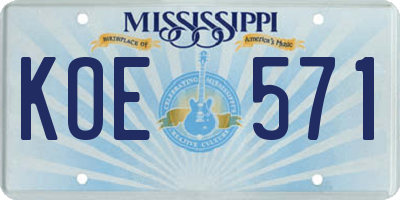 MS license plate KOE571