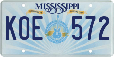 MS license plate KOE572
