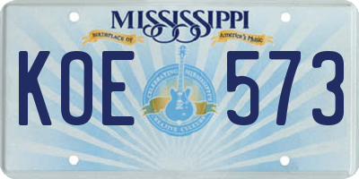 MS license plate KOE573
