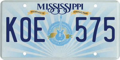 MS license plate KOE575