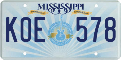 MS license plate KOE578