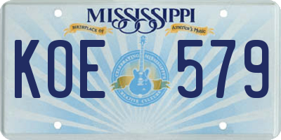 MS license plate KOE579
