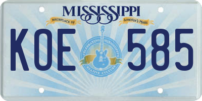 MS license plate KOE585