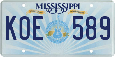 MS license plate KOE589